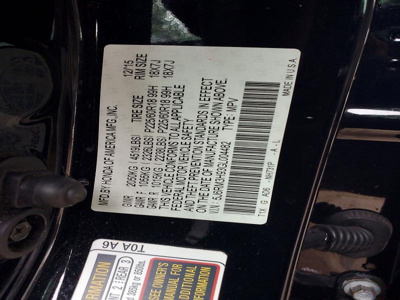 Продажа на аукционе авто 2016 Honda Cr-v, vin: 5J6RM3H93GL004482, номер лота: 57484896