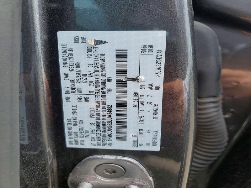 2020 Ford Escape მანქანა იყიდება აუქციონზე, vin: 1FMCU0G62LUA34882, აუქციონის ნომერი: 57037916
