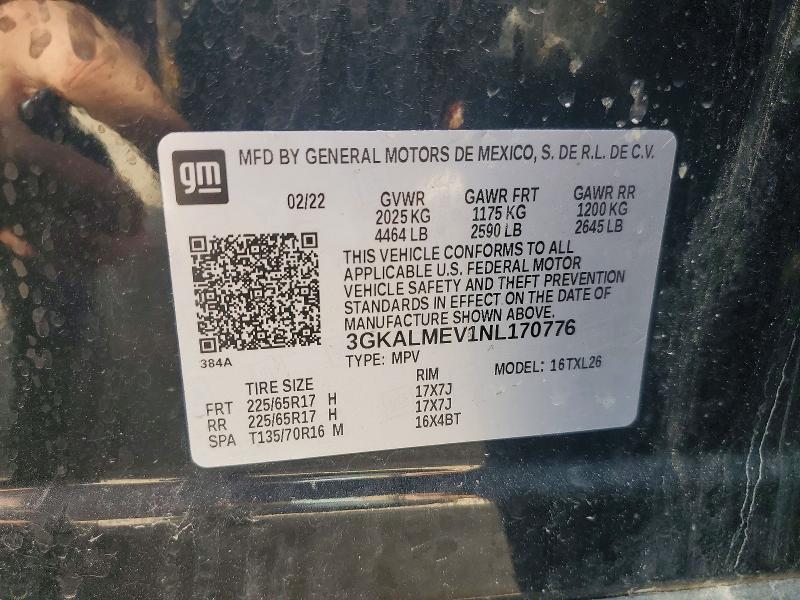 2022 Gmc Terrain მანქანა იყიდება აუქციონზე, vin: 3GKALMEV1NL170776, აუქციონის ნომერი: 56937116