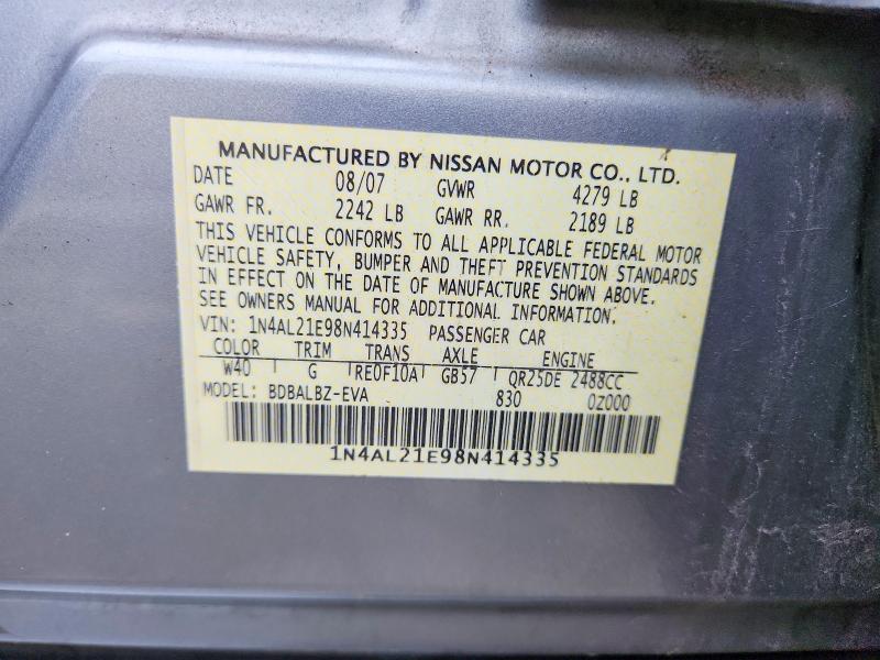 Продаж на аукціоні авто 2008 Nissan Altima, vin: 1N4AL21E98N414335, номер лоту: 58620366