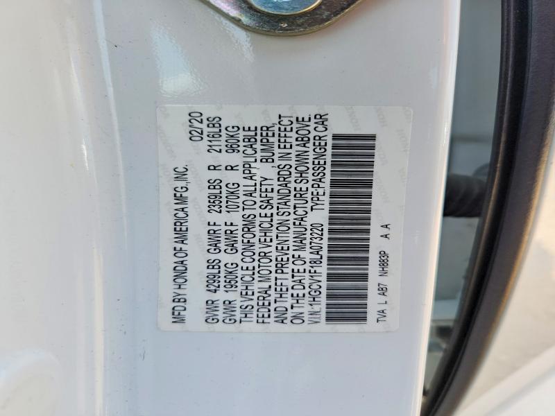 Продаж на аукціоні авто 2020 Honda Accord, vin: 1HGCV1F18LA073220, номер лоту: 58922506