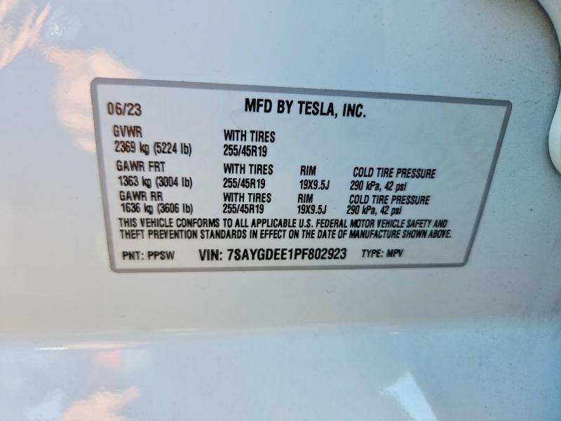 Продажа на аукционе авто 2023 Tesla Model Y, vin: 7SAYGDEE1PF802923, номер лота: 55568696