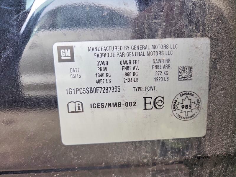 Продажа на аукционе авто 2015 Chevrolet Cruze, vin: 1G1PC5SB0F7287365, номер лота: 58082526
