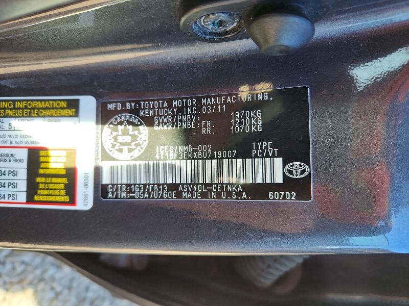 55174116 :رقم المزاد ، 4T1BF3EKXBU719007 vin ، 2011 Toyota Camry مزاد بيع