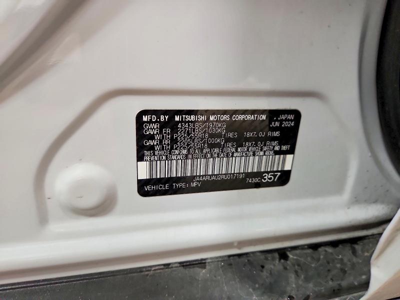 58039266 :رقم المزاد ، JA4ARUAU2RU017191 vin ، 2024 Mitsubishi Outlander Sport مزاد بيع