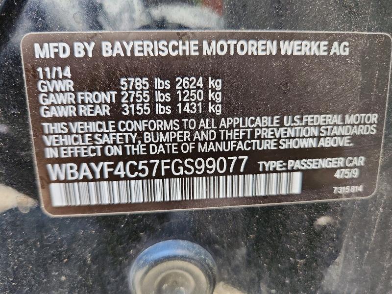 Продажа на аукционе авто 2015 Bmw 740, vin: WBAYF4C57FGS99077, номер лота: 57123846