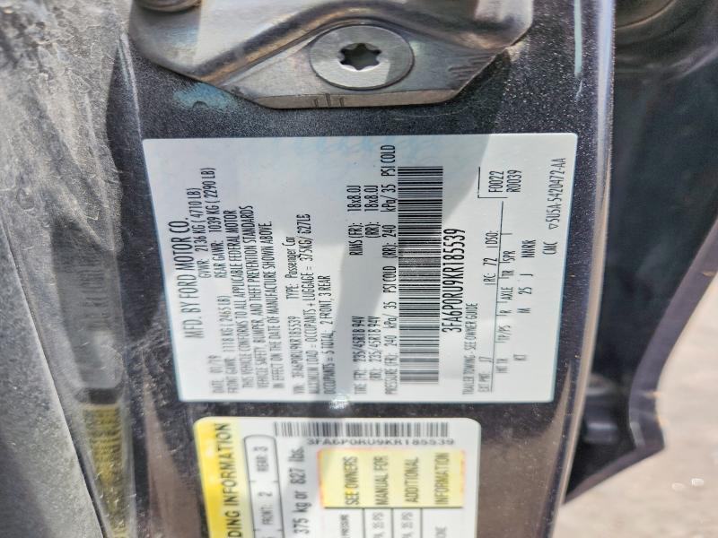 Aukcja sprzedaży 2019 Ford Fusion, vin: 3FA6P0RU9KR185539, numer aukcji: 57418176