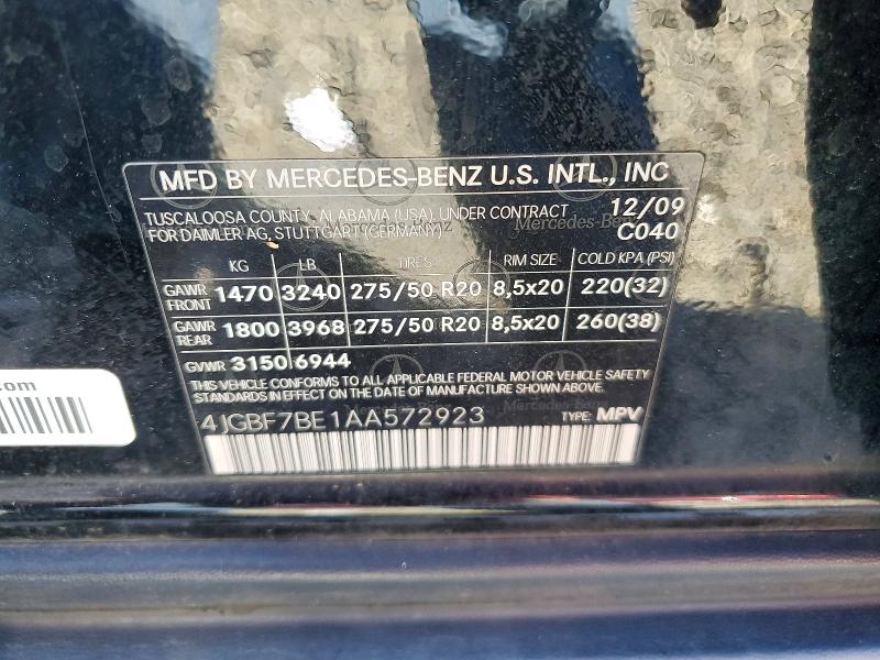 Продажа на аукционе авто 2010 Mercedes-benz Gl, vin: 4JGBF7BE1AA572923, номер лота: 56599576