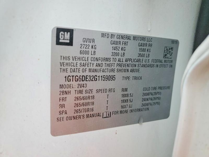 Продаж на аукціоні авто 2016 Gmc Canyon, vin: 1GTG6DE32G1159095, номер лоту: 58538146