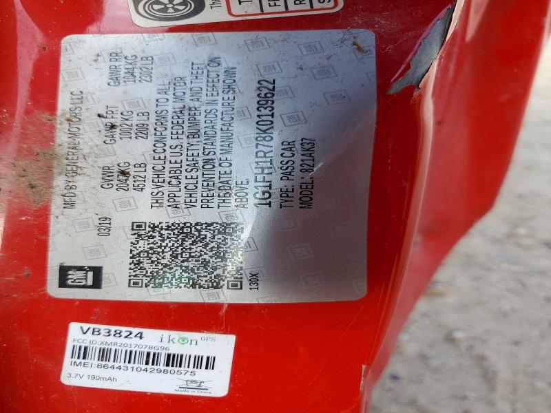 Продаж на аукціоні авто 2019 Chevrolet Camaro, vin: 1G1FH1R78K0139622, номер лоту: 58180286