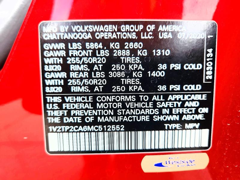 Aukcja sprzedaży 2021 Volkswagen Atlas, vin: 1V2TP2CA6MC512552, numer aukcji: 55802186