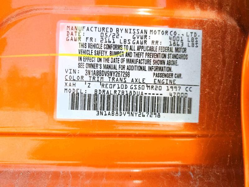 Aukcja sprzedaży 2022 Nissan Sentra, vin: 3N1AB8DV9NY267298, numer aukcji: 55460726