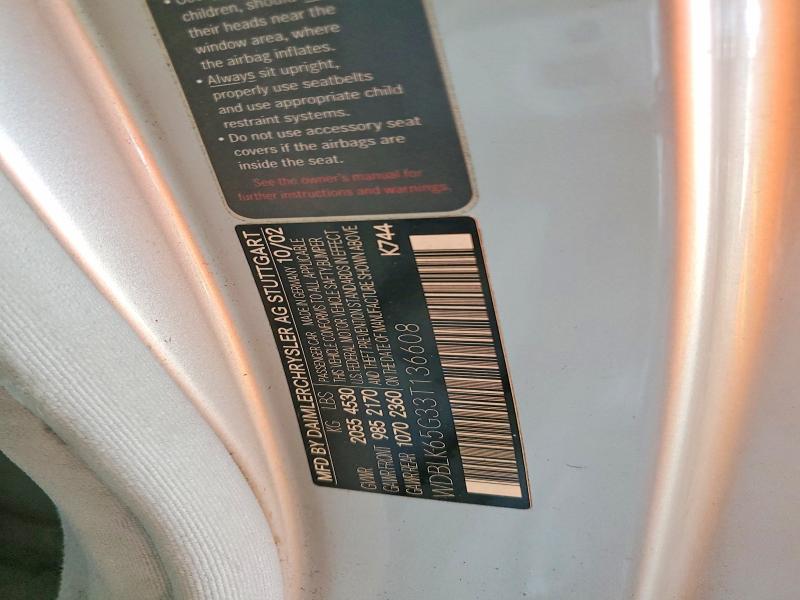 2003 Mercedes-benz Clk მანქანა იყიდება აუქციონზე, vin: WDBLK65G33T136608, აუქციონის ნომერი: 57244026