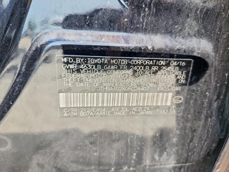 57995316 :رقم المزاد ، JTHBA1D2XG5028407 vin ، 2016 Lexus Is مزاد بيع