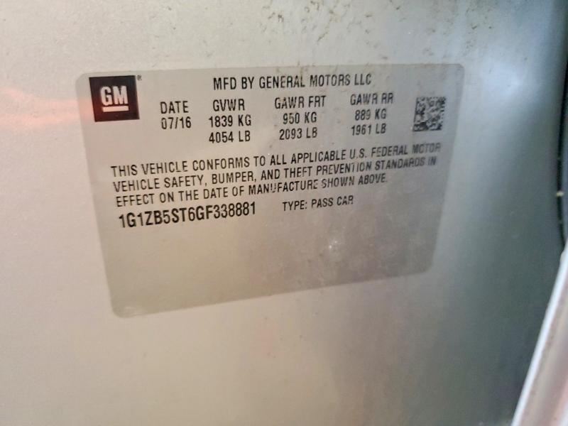 55715466 :رقم المزاد ، 1G1ZB5ST6GF338881 vin ، 2016 Chevrolet Malibu مزاد بيع