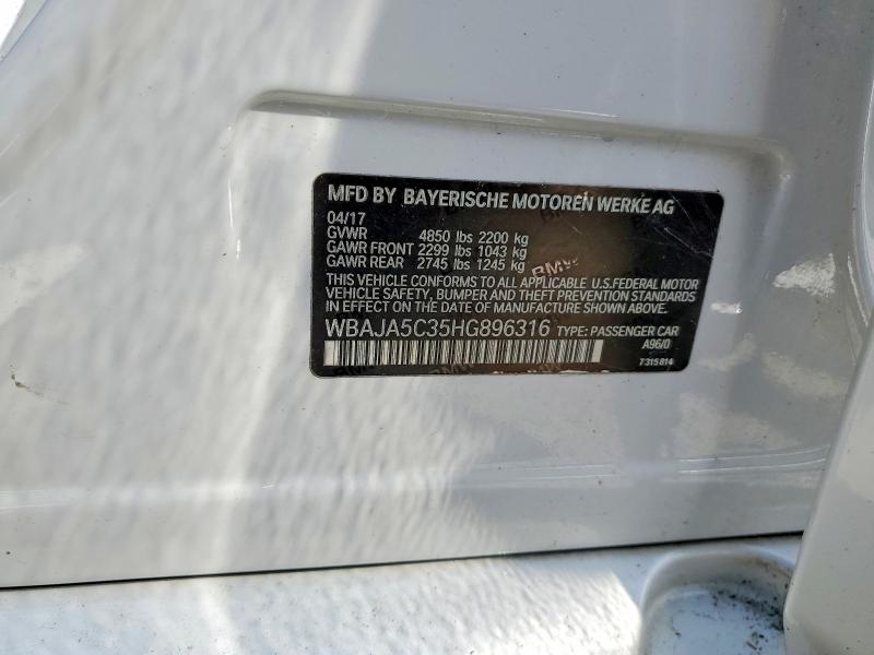 Aukcja sprzedaży 2017 Bmw 530, vin: WBAJA5C35HG896316, numer aukcji: 58247846