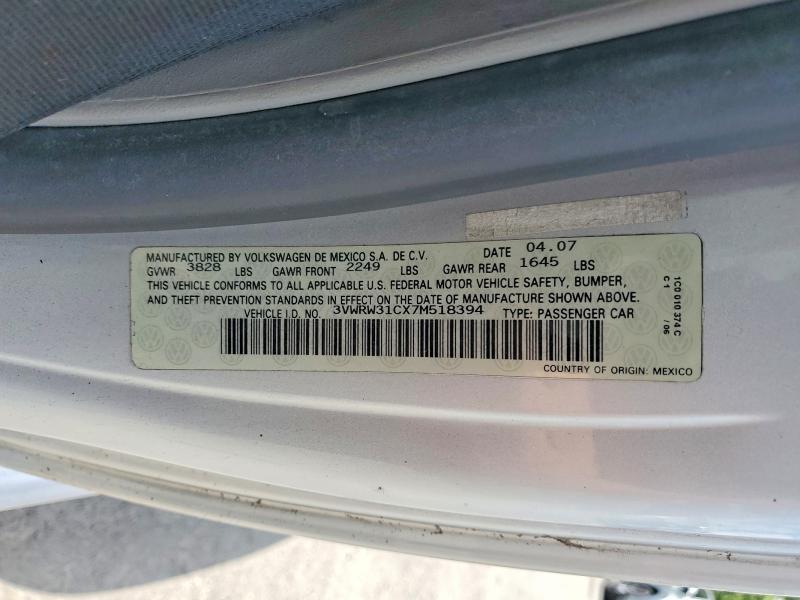 2007 Volkswagen New Beetle მანქანა იყიდება აუქციონზე, vin: 3VWRW31CX7M518394, აუქციონის ნომერი: 55594646