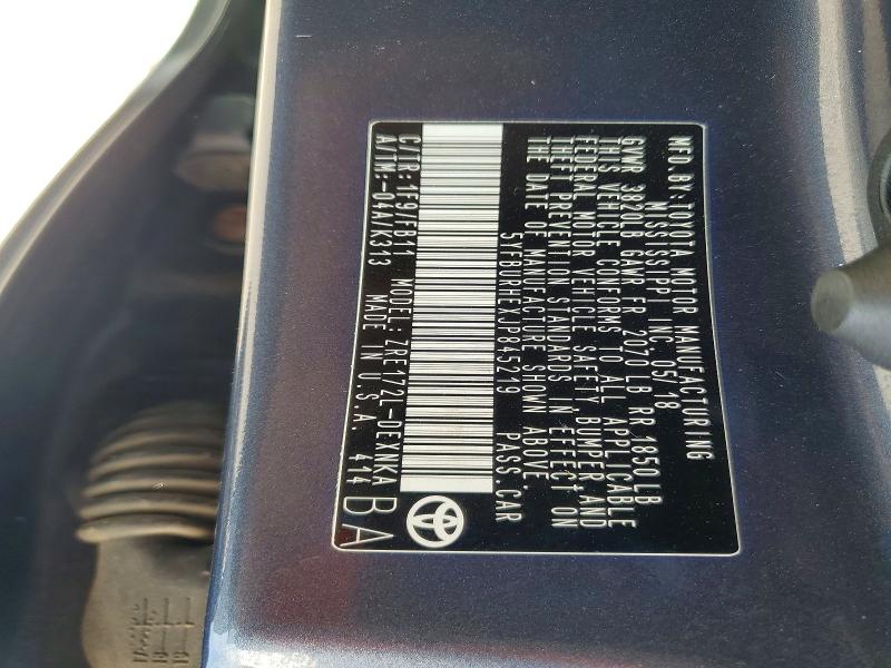 Продажа на аукционе авто 2018 Toyota Corolla, vin: 5YFBURHEXJP845219, номер лота: 55594026