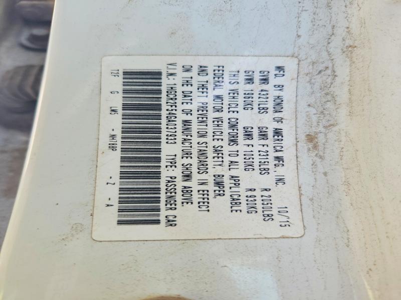 55751436 :رقم المزاد ، 1HGCR2F54GA037933 vin ، 2016 Honda Accord مزاد بيع