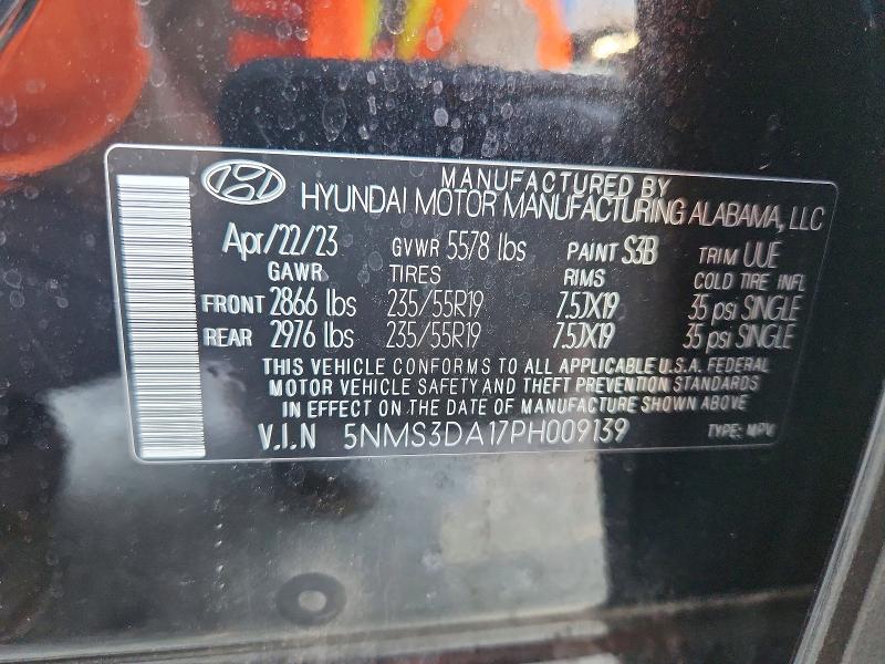 56833266 :رقم المزاد ، 5NMS3DA17PH009139 vin ، 2023 Hyundai Santa Fe مزاد بيع