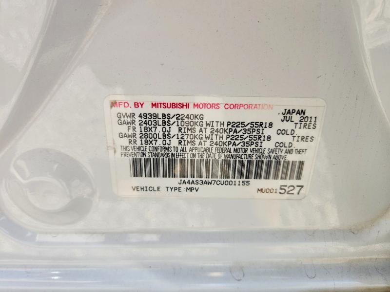 Aukcja sprzedaży 2012 Mitsubishi Outlander, vin: JA4AS3AW7CU001155, numer aukcji: 56804706