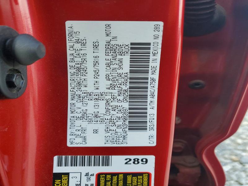 57620206 :رقم المزاد ، 3TMMU4FN3FM082697 vin ، 2015 Toyota Tacoma مزاد بيع