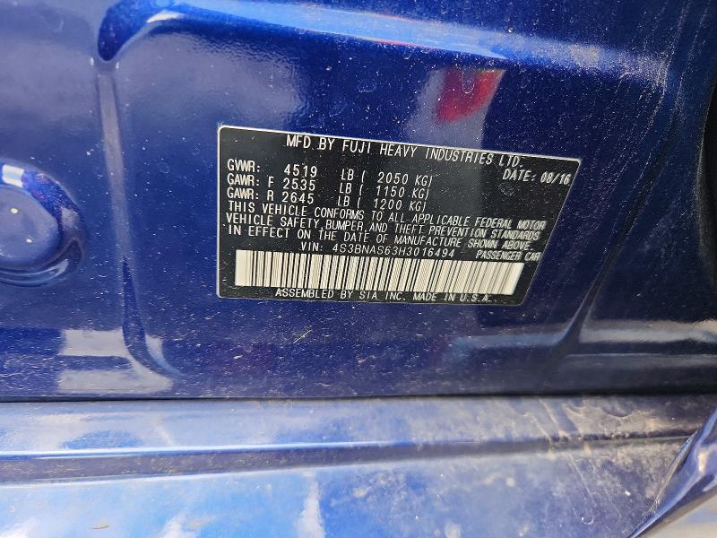 Aukcja sprzedaży 2017 Subaru Legacy, vin: 4S3BNAS63H3016494, numer aukcji: 55298576