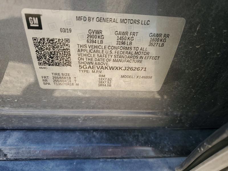 Aukcja sprzedaży 2019 Buick Enclave, vin: 5GAEVAKWXKJ262671, numer aukcji: 57072366