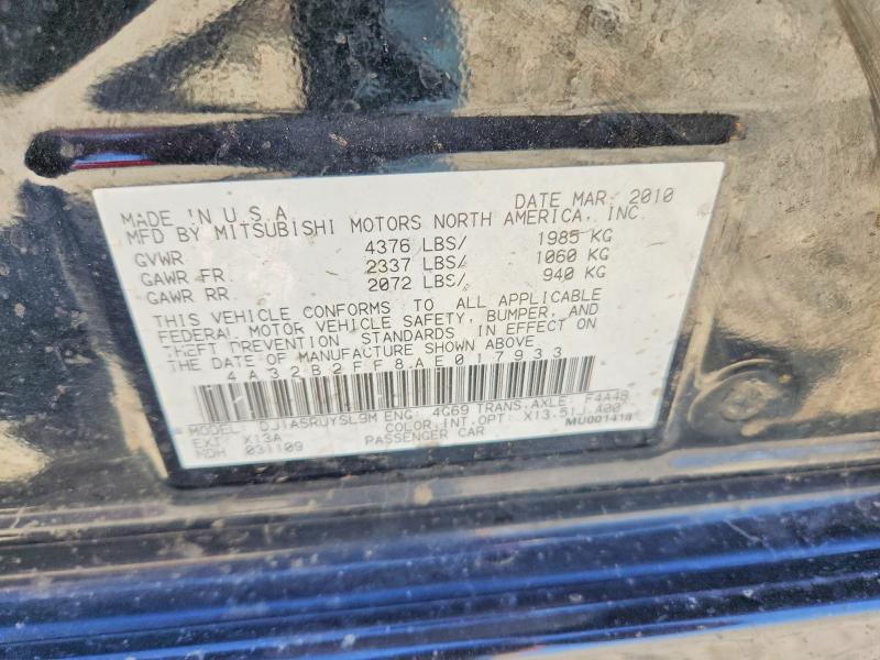 57712186 :رقم المزاد ، 4A32B2FF8AE017933 vin ، 2010 Mitsubishi Galant مزاد بيع