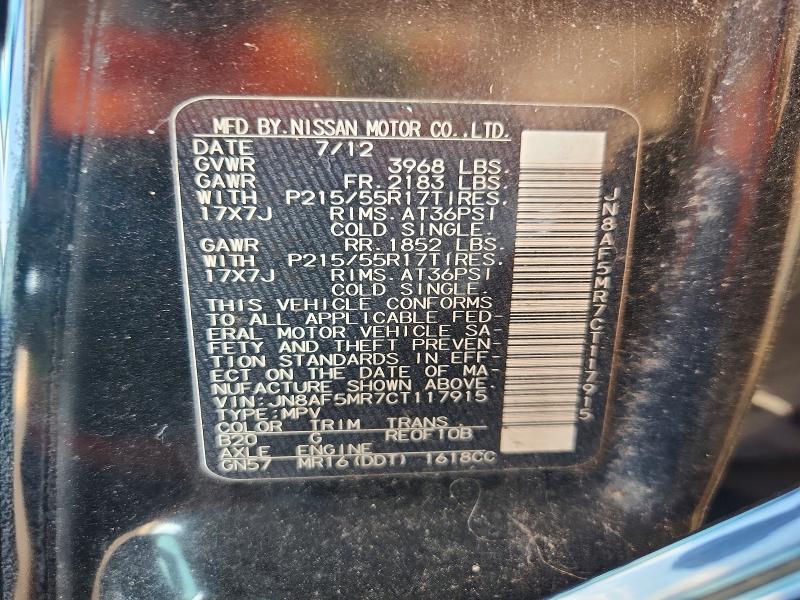 Продаж на аукціоні авто 2012 Nissan Juke, vin: JN8AF5MR7CT117915, номер лоту: 58009356