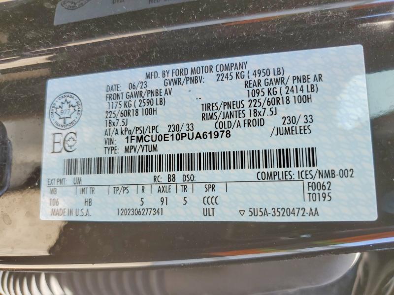Auction sale of the 2023 Ford Escape, vin: 1FMCU0E10PUA61978, lot number: 55601266