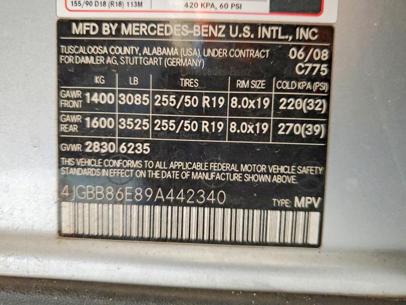 Aukcja sprzedaży 2009 Mercedes-benz Ml, vin: 4JGBB86E89A442340, numer aukcji: 56185206