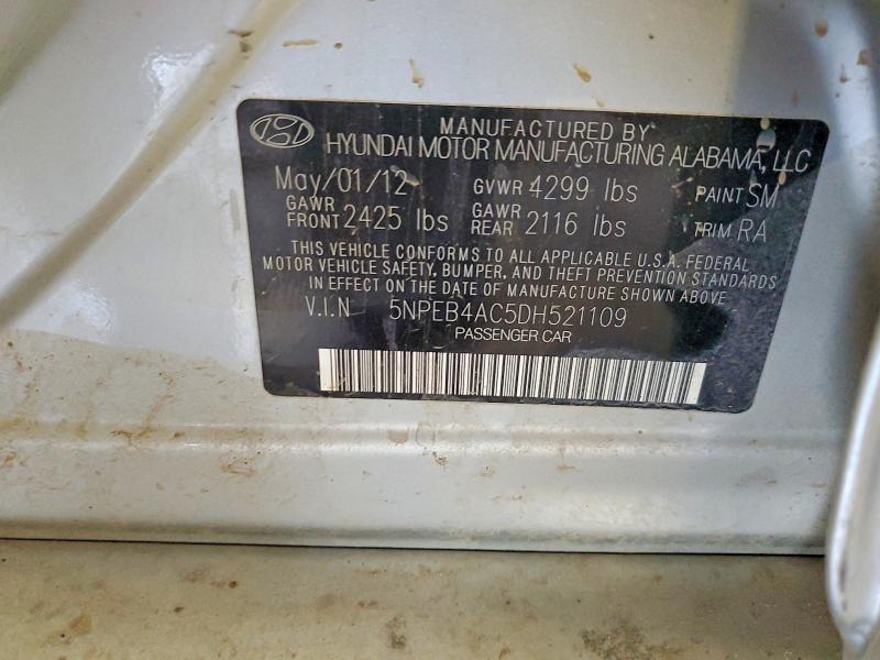 Aukcja sprzedaży 2013 Hyundai Sonata, vin: 5NPEB4AC5DH521109, numer aukcji: 55010806