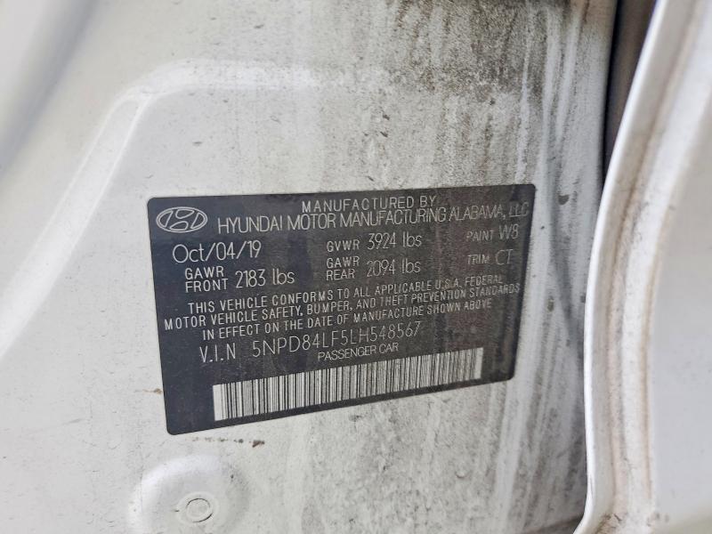 2020 Hyundai Elantra მანქანა იყიდება აუქციონზე, vin: 5NPD84LF5LH548567, აუქციონის ნომერი: 56713736