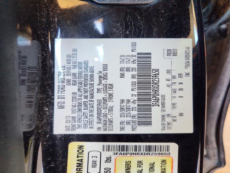 Продаж на аукціоні авто 2013 Ford Fusion, vin: 3FA6P0HRXDR259650, номер лоту: 56672136