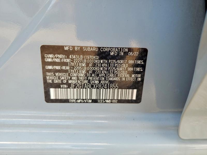 Продаж на аукціоні авто 2023 Subaru Crosstrek, vin: JF2GTABCXP8241855, номер лоту: 57412066