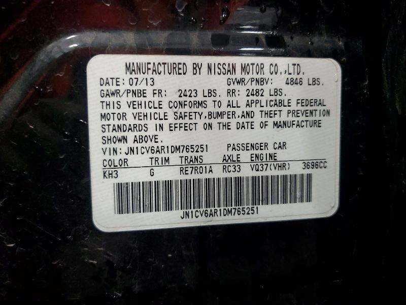 Продажа на аукционе авто 2013 Infiniti G37 Sedan, vin: JN1CV6AR1DM765251, номер лота: 55431446