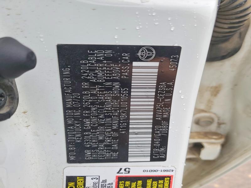 2020 Toyota Camry მანქანა იყიდება აუქციონზე, vin: 4T1G11BK7LU010565, აუქციონის ნომერი: 58524576