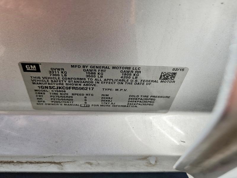 Aukcja sprzedaży 2015 Chevrolet Suburban, vin: 1GNSCJKC9FR596217, numer aukcji: 56221026