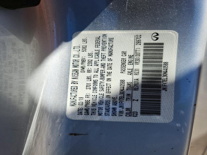 56064856 :رقم المزاد ، JN1FV7EL3KM440588 vin ، 2019 Infiniti Q60 مزاد بيع