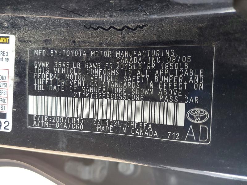 Aukcja sprzedaży 2006 Toyota Corolla Matrix, vin: 2T1KY32E86C550086, numer aukcji: 58140726