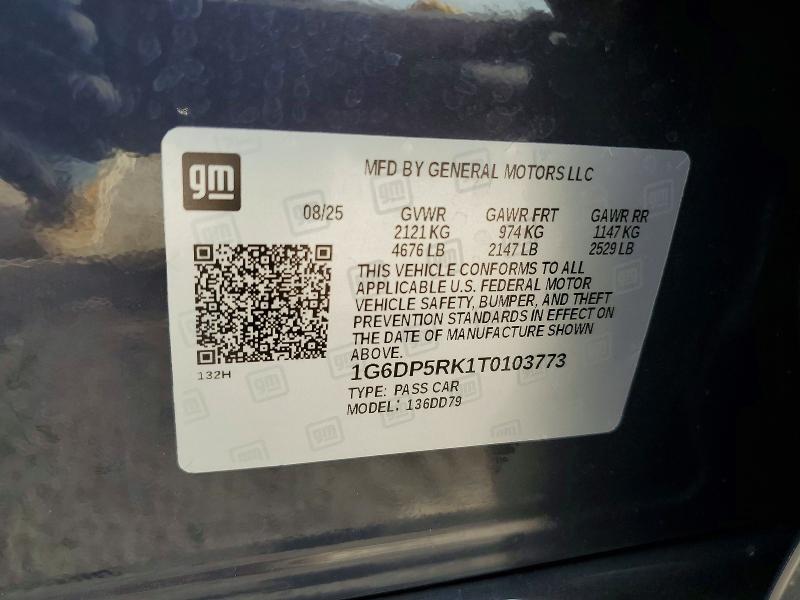 59179716 :رقم المزاد ، 1G6DP5RK1T0103773 vin ، 2026 Cadillac Ct5 مزاد بيع