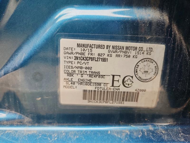 Продажа на аукционе авто 2015 Nissan Micra, vin: 3N1CK3CP8FL271551, номер лота: 58271456
