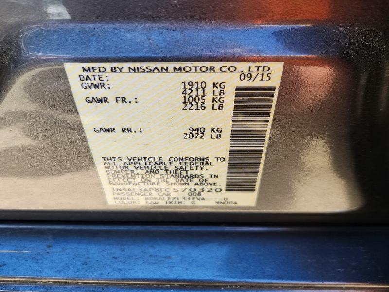 Продаж на аукціоні авто 2015 Nissan Altima, vin: 1N4AL3AP8FC570320, номер лоту: 56138166