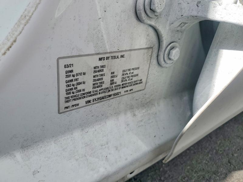 58029946 :رقم المزاد ، 5YJYGAEE2MF155021 vin ، 2021 Tesla Model Y مزاد بيع