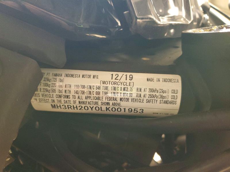 2020 Yamaha Mt-03 მანქანა იყიდება აუქციონზე, vin: MH3RH20Y0LK001953, აუქციონის ნომერი: 58955316