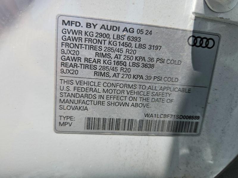 2025 Audi Q7 მანქანა იყიდება აუქციონზე, vin: WA1LCBF71SD006559, აუქციონის ნომერი: 57263996