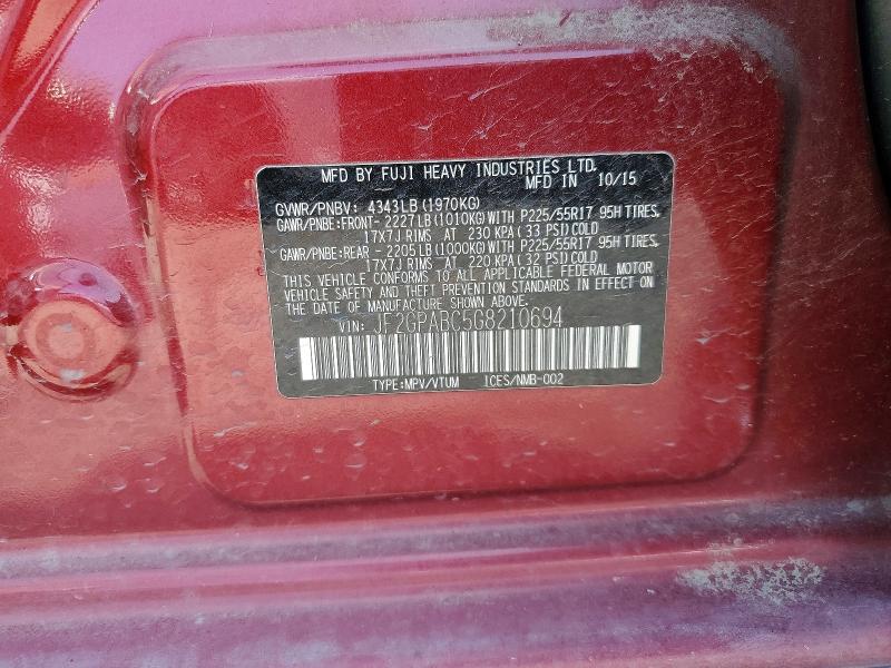 2016 Subaru Crosstrek მანქანა იყიდება აუქციონზე, vin: JF2GPABC5G8210694, აუქციონის ნომერი: 57945756