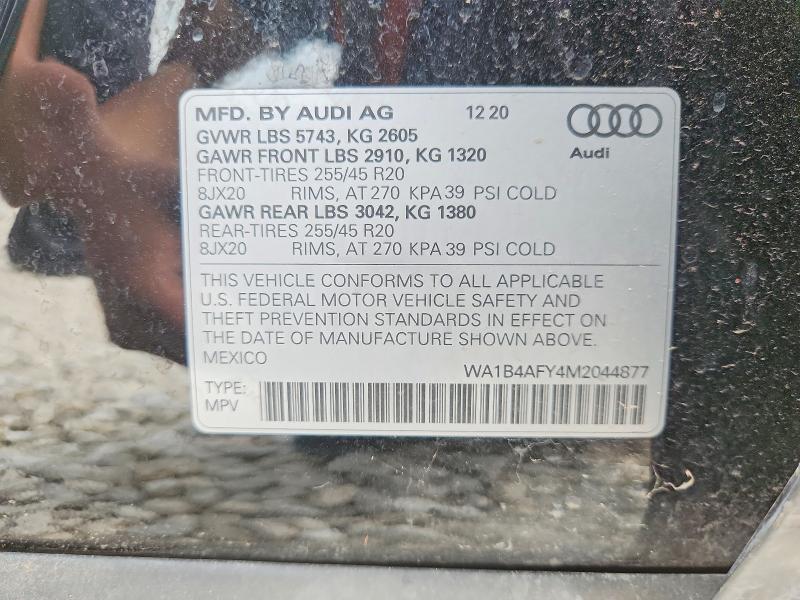 Продажа на аукционе авто 2021 Audi Sq5, vin: WA1B4AFY4M2044877, номер лота: 59129676