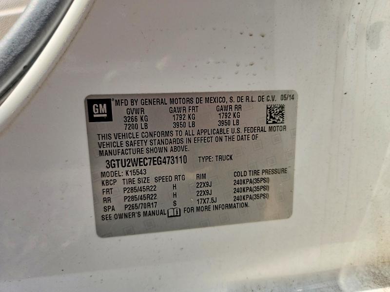 Продажа на аукционе авто 2014 Gmc Sierra, vin: 3GTU2WEC7EG473110, номер лота: 58275426